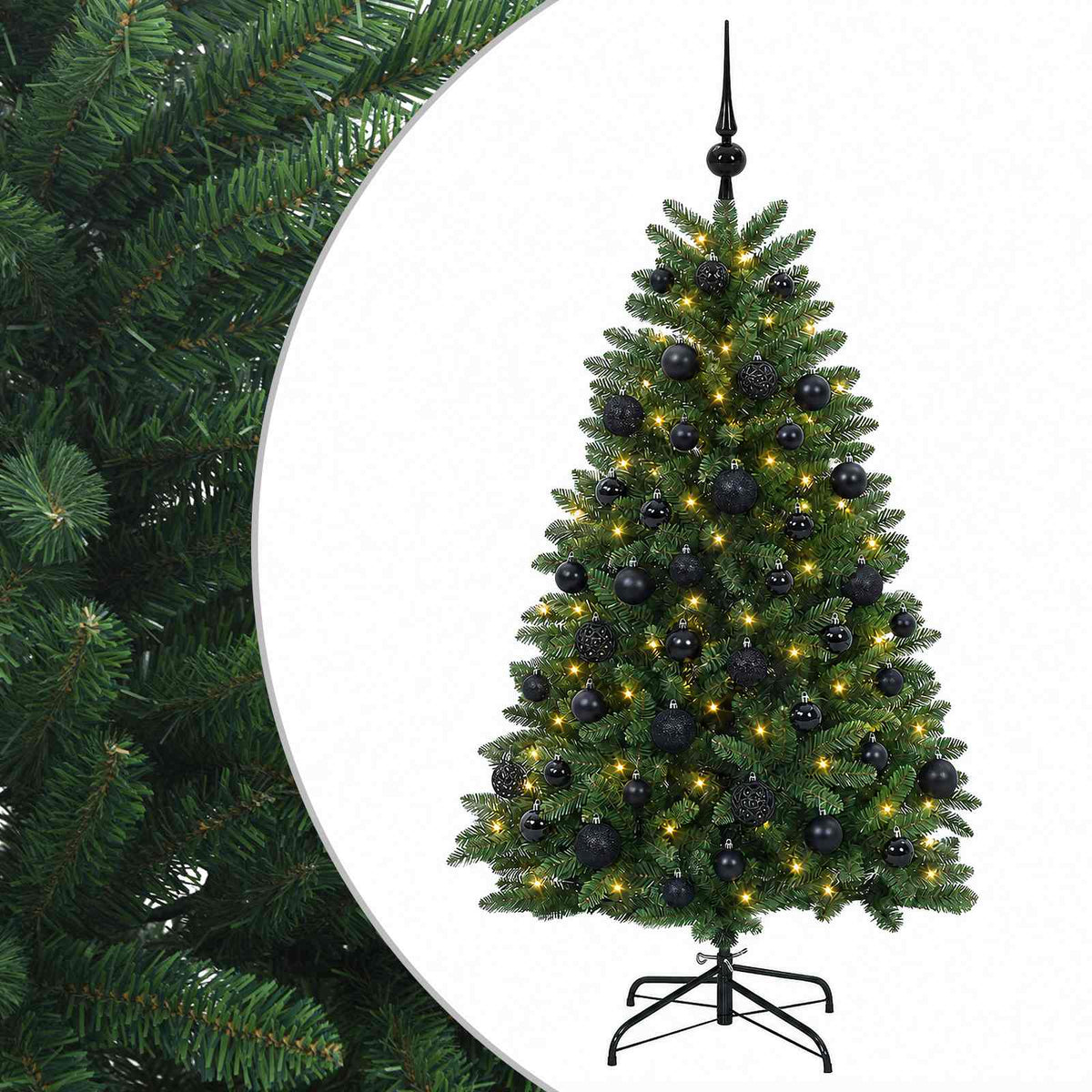 Artificial Christmas Tree Mid-green with Bauble 150 cm 150 LEDs