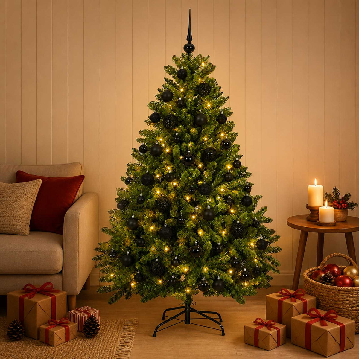 Artificial Christmas Tree Light Green with Bauble 120 cm
