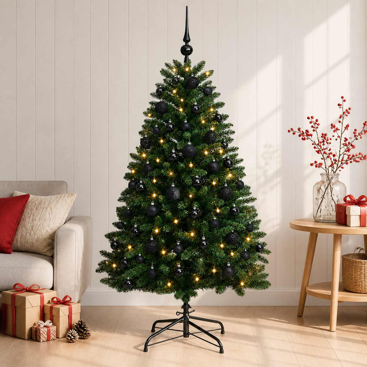 Artificial Christmas Tree Mid-green with Ornament 150 cm