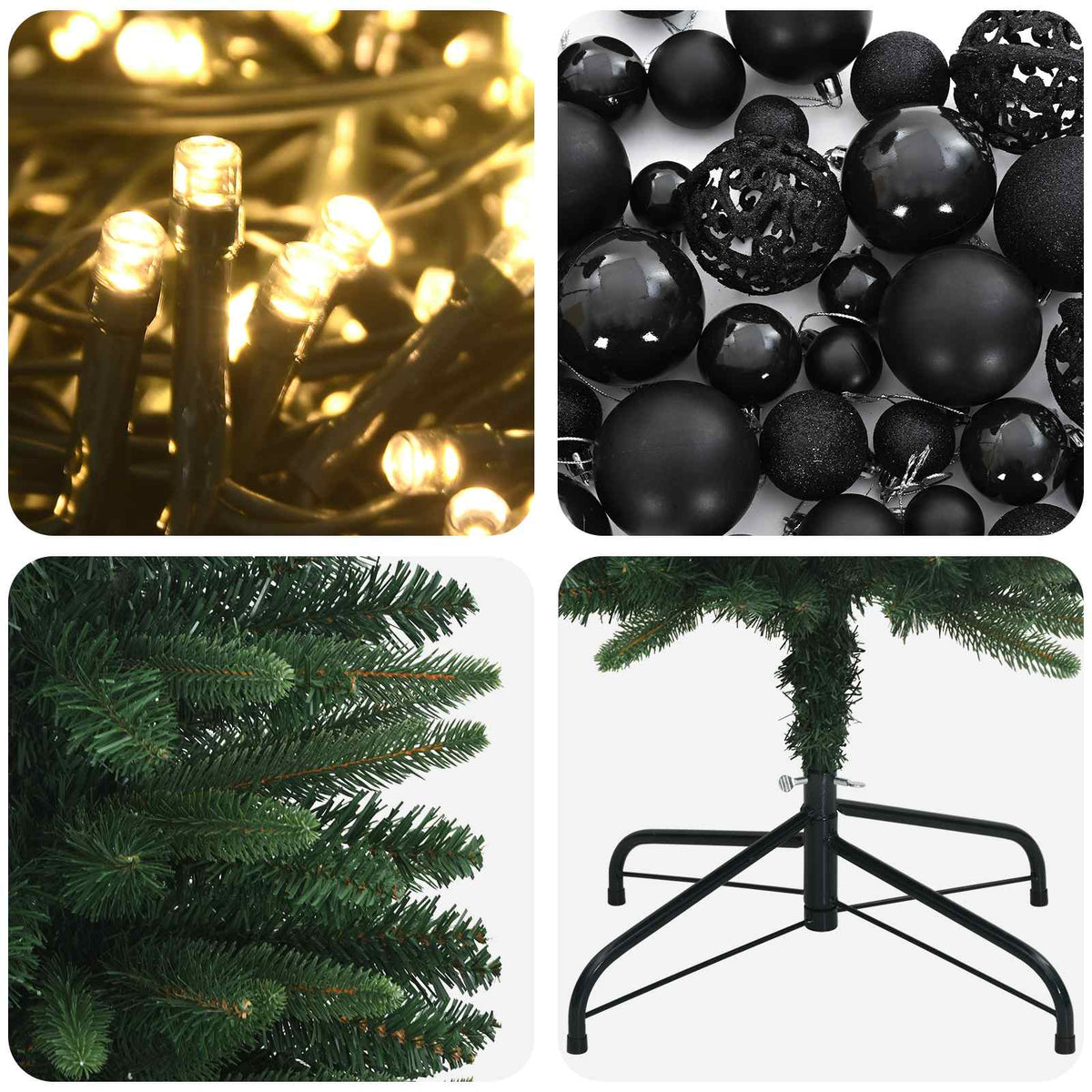 Artificial Slim Christmas Tree with Bauble 120 cm 150 LEDs