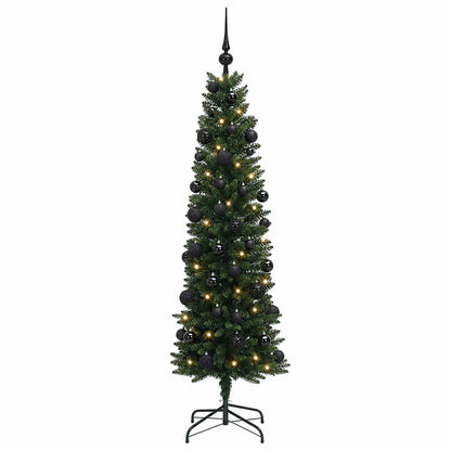 Artificial Slim Christmas Tree with Bauble 120 cm 150 LEDs