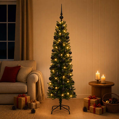 Artificial Slim Christmas Tree with Bauble 120 cm 150 LEDs