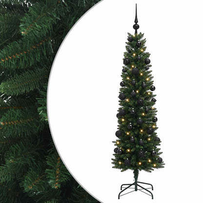 Artificial Slim Christmas Tree with Bauble 150 cm 150 LEDs