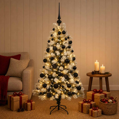 Artificial Hinged Christmas Tree with Baubles 150 cm 150 LEDs