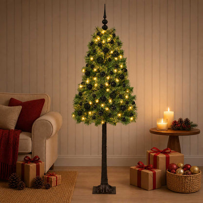 Artificial Hinged Christmas Tree with Baubles 180 cm 300 LEDs