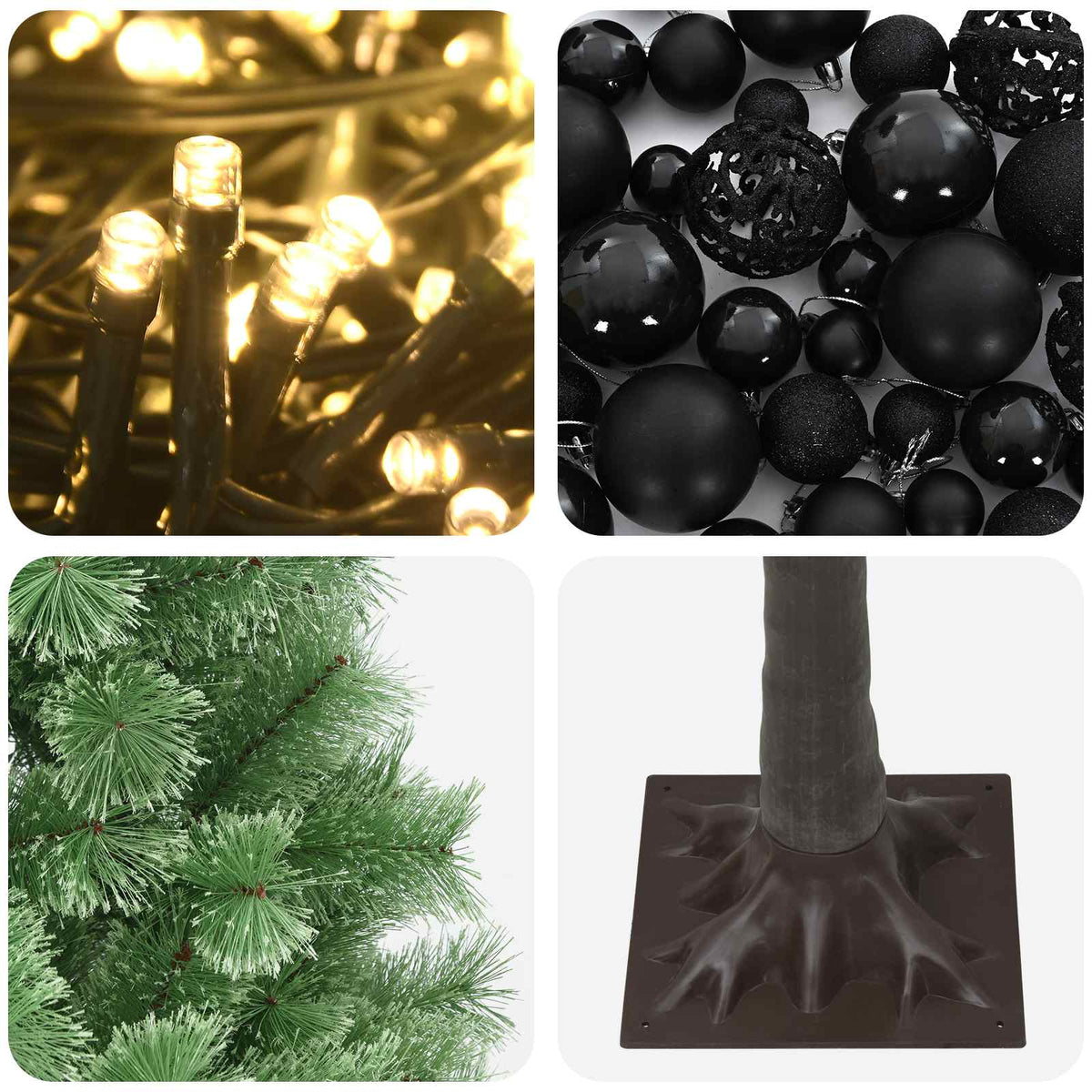 Artificial Hinged Christmas Tree with Baubles 150 cm 150 LEDs