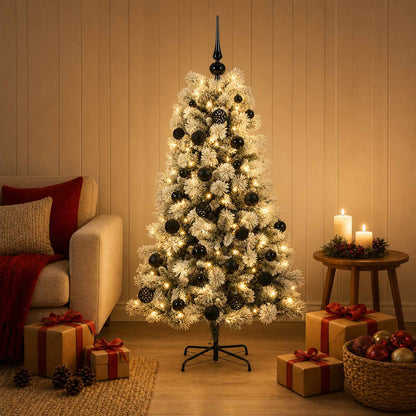 Artificial Hinged Christmas Tree with Baubles 150 cm 150 LEDs