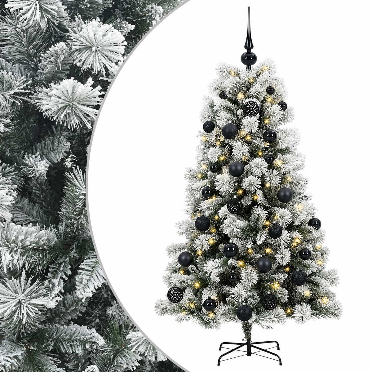 Artificial Hinged Christmas Tree with Baubles 150 cm 150 LEDs