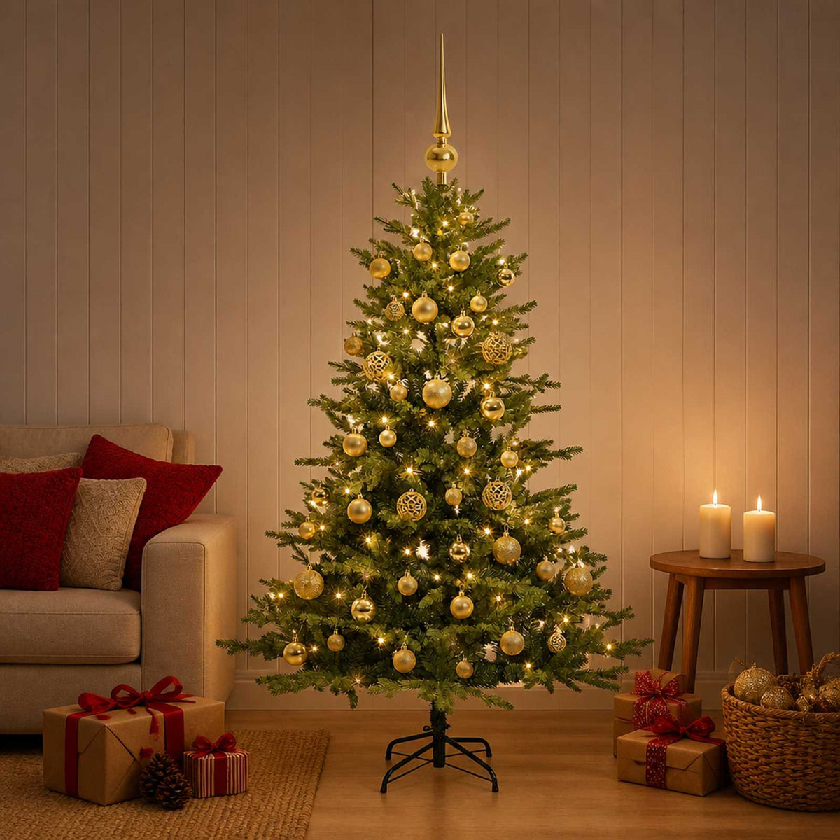 Artificial Christmas Tree with Bauble 120 cm 150 LEDs