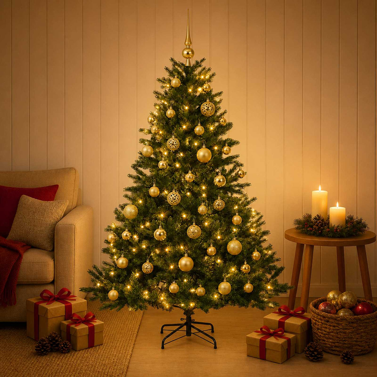 Artificial Christmas Tree with Bauble 120 cm 150 LEDs