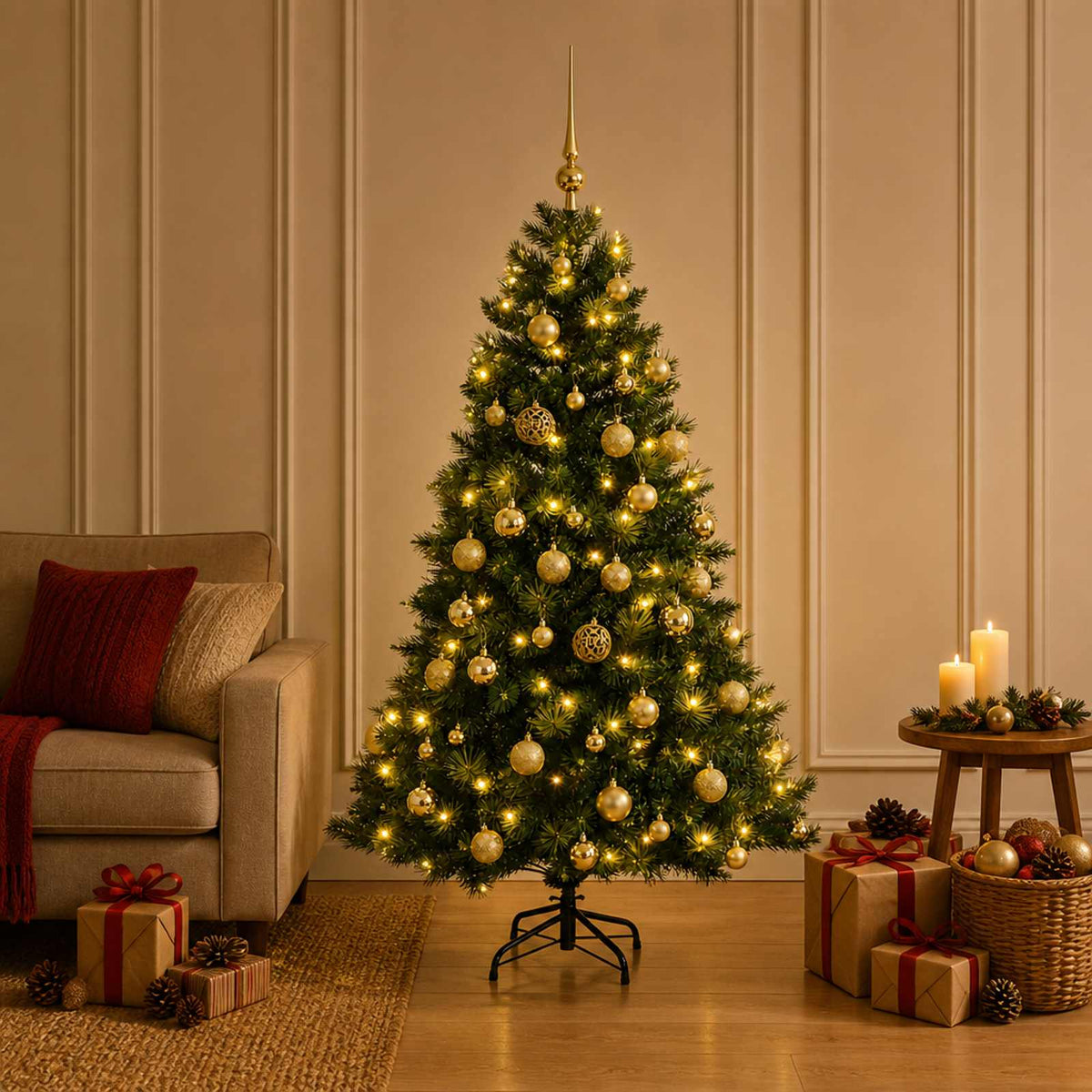 Artificial Christmas Tree with Bauble 150 cm 150 LEDs