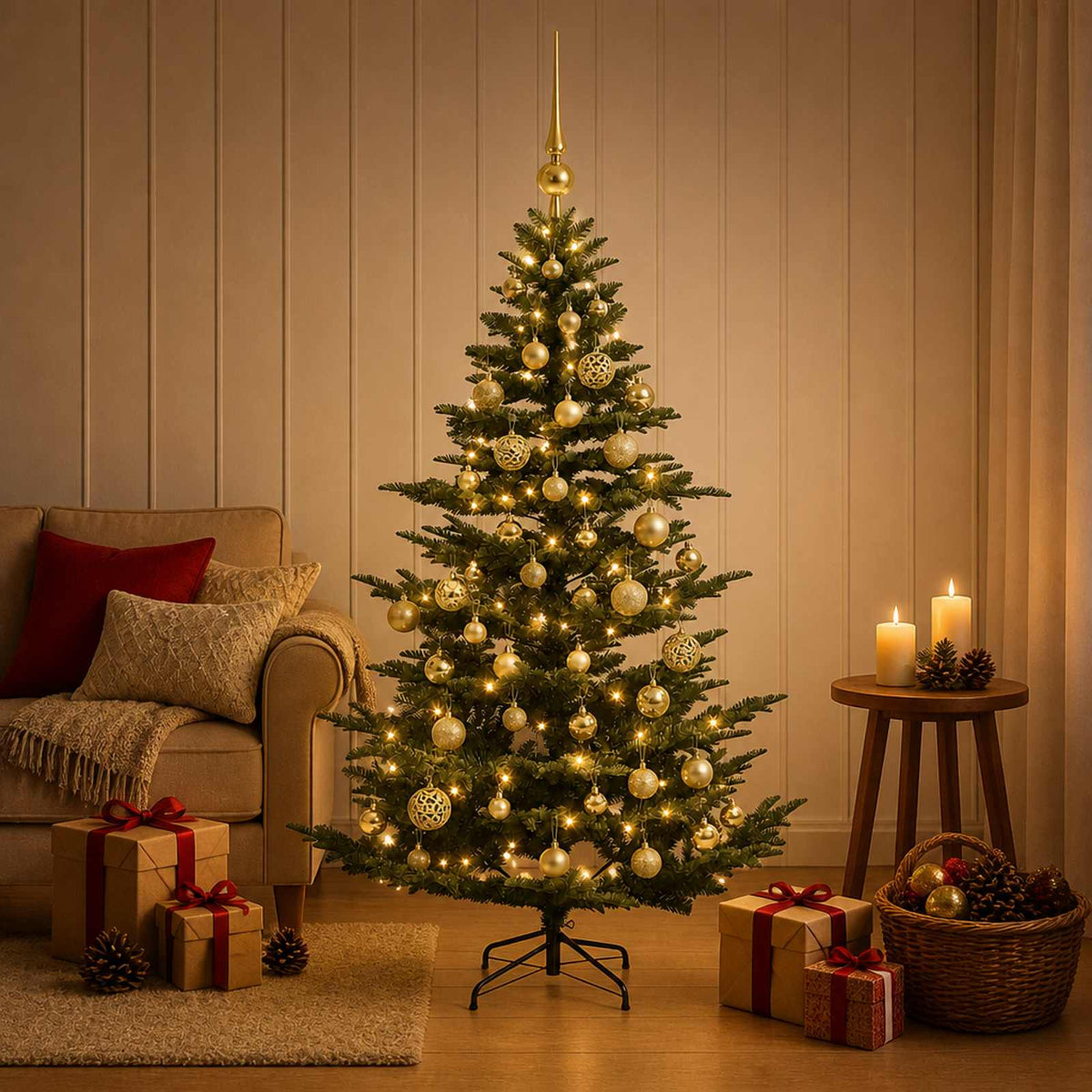 Artificial Christmas Tree with Bauble 120 cm 150 LEDs