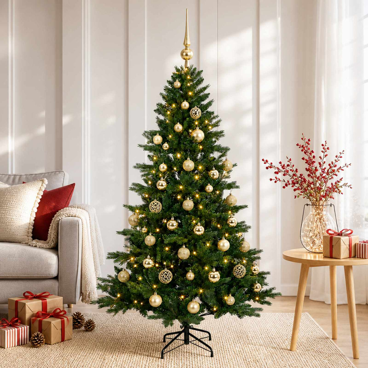 Artificial Christmas Tree with Bauble 150 cm 150 LEDs