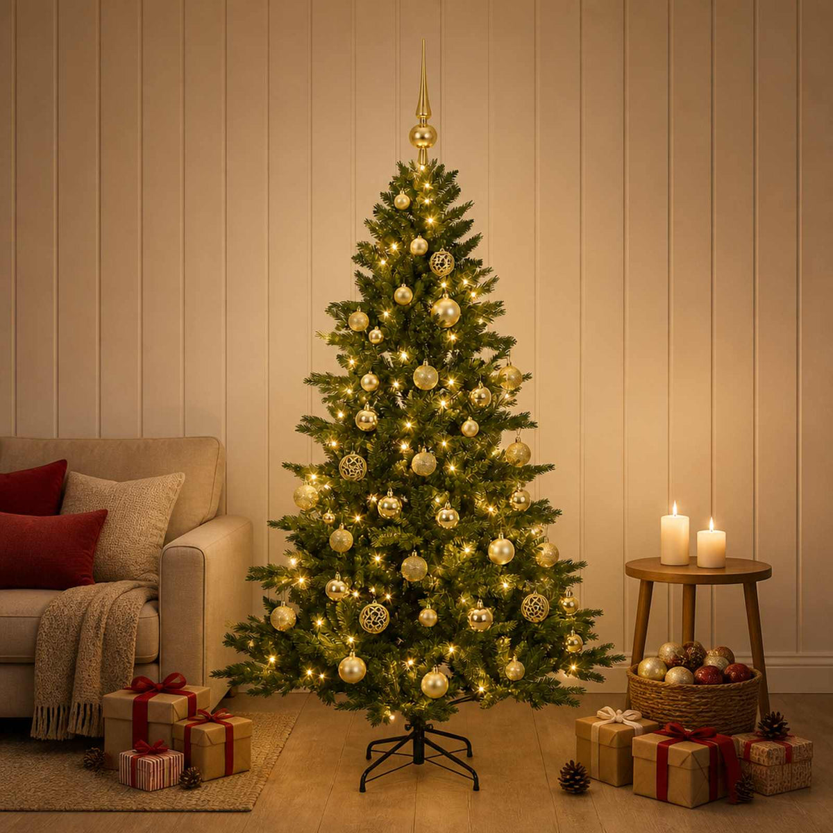 Artificial Christmas Tree with Bauble 120 cm 150 LEDs