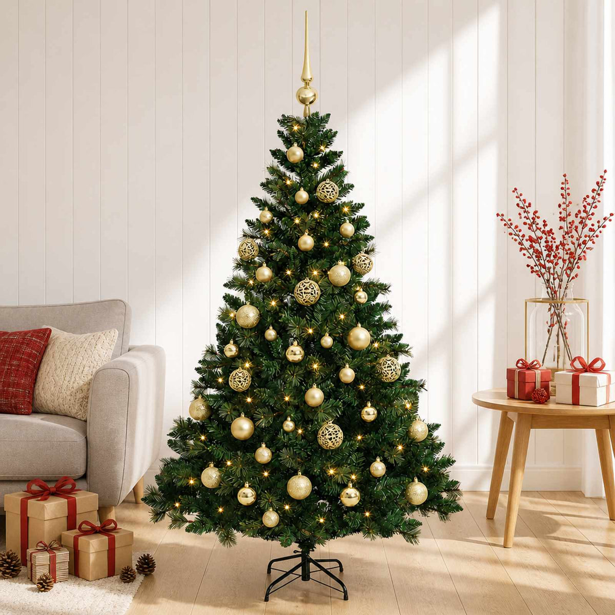 Artificial Christmas Tree with Bauble 150 cm 150 LEDs