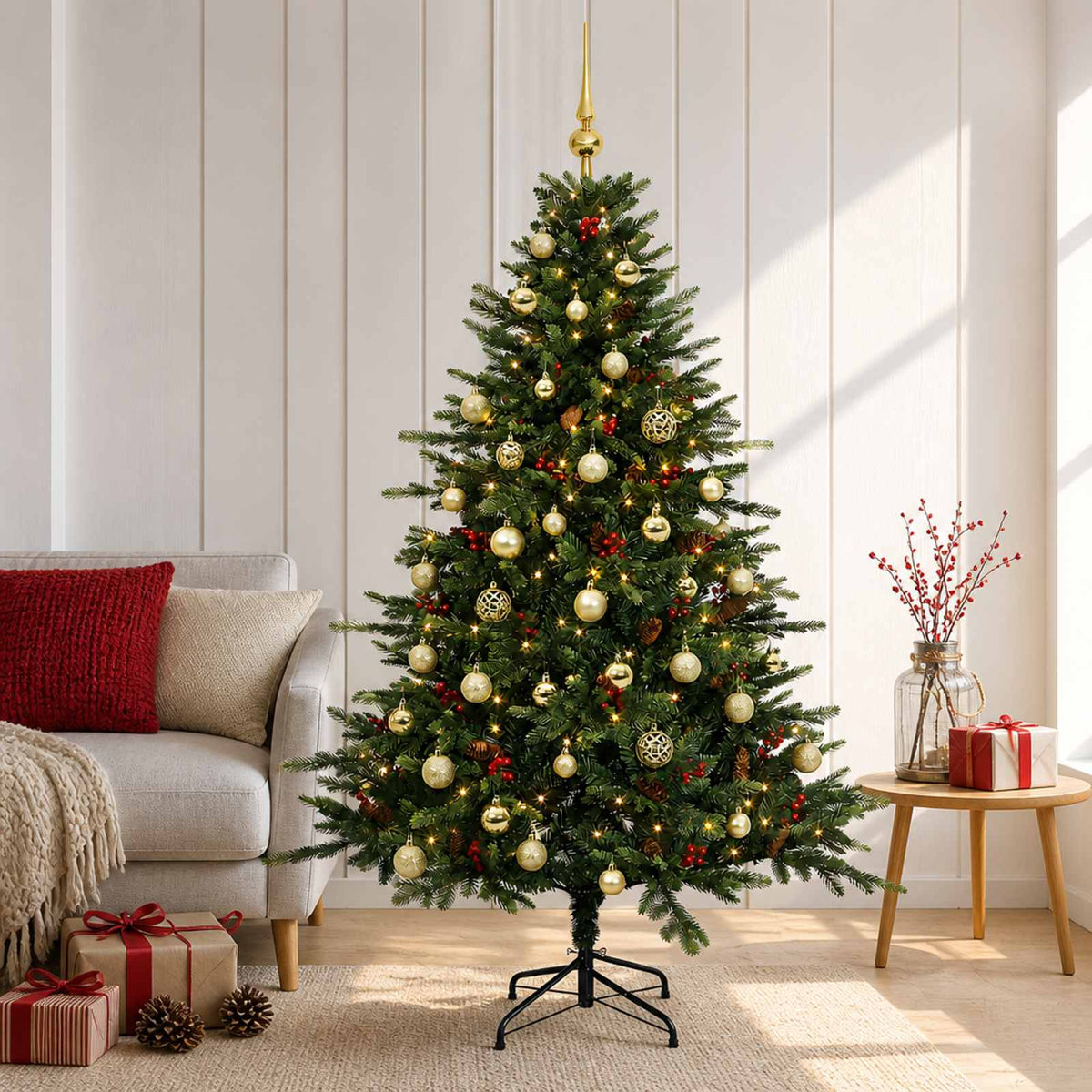 Artificial Christmas Tree with Bauble 150 cm 150 LEDs