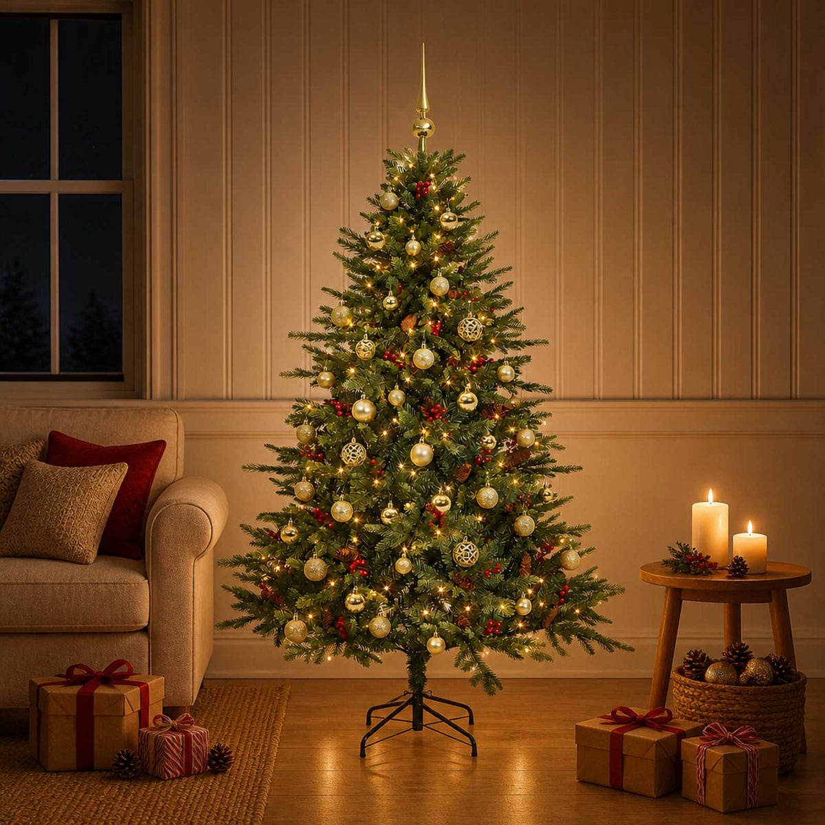 Artificial Christmas Tree with Bauble 120 cm 150 LEDs