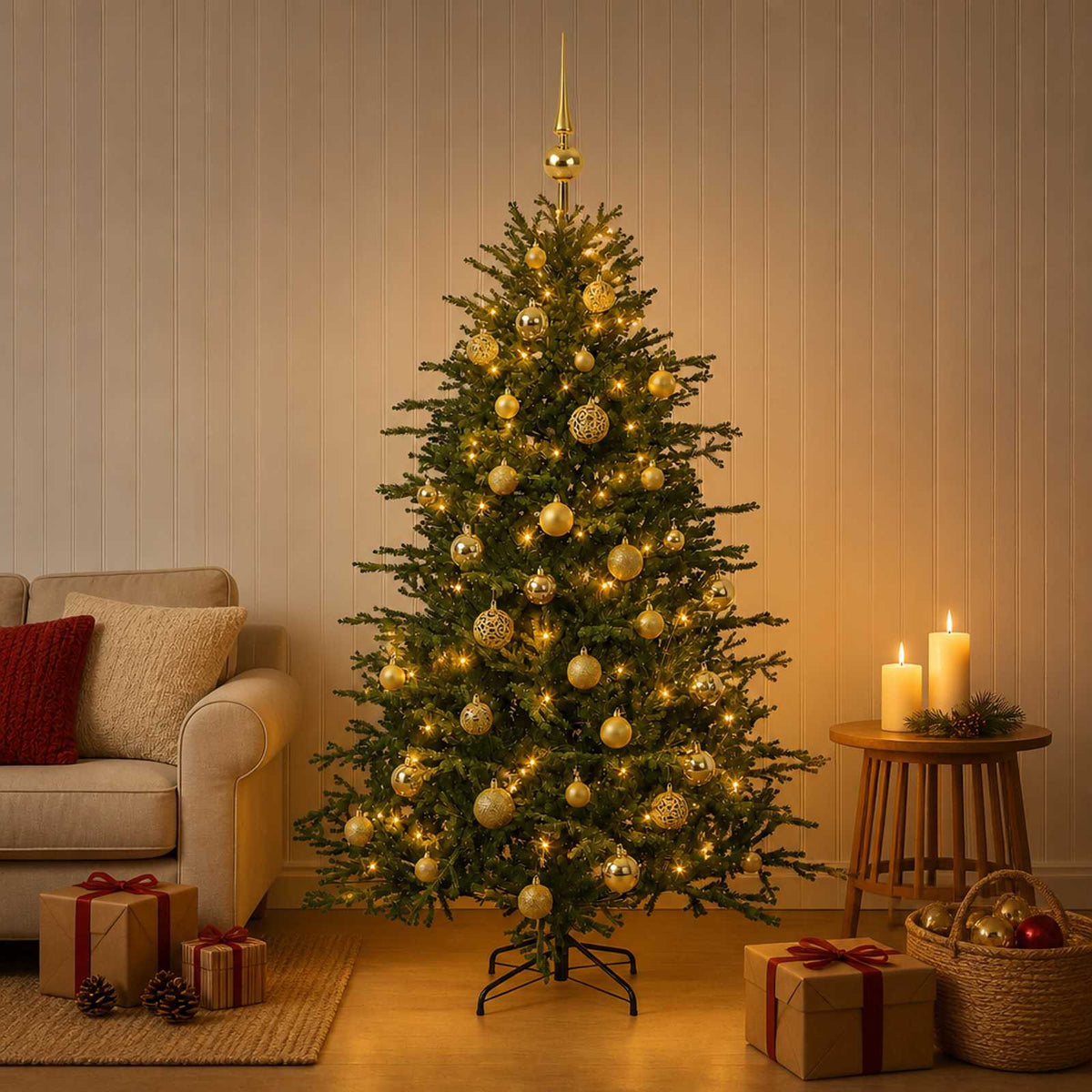 Artificial Christmas Tree with Bauble 150 cm 150 LEDs