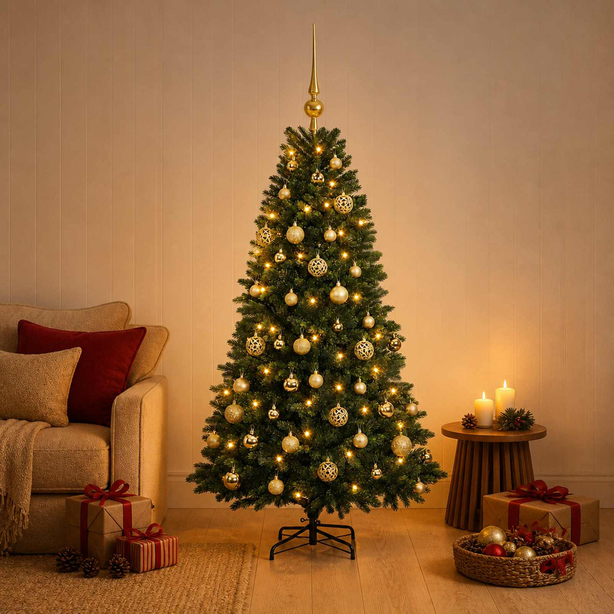 Artificial Christmas Tree with Bauble 120 cm 150 LEDs