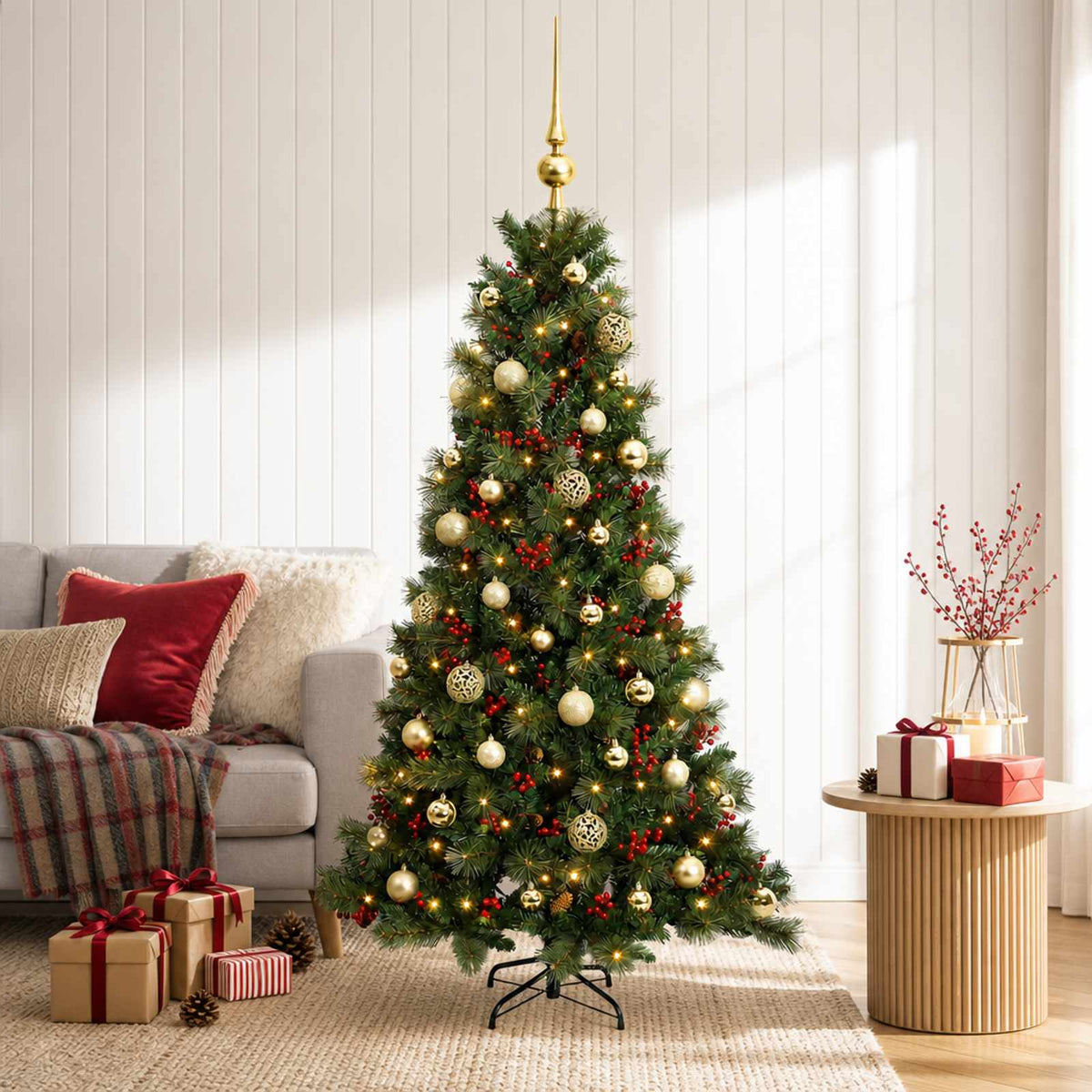 Artificial Christmas Tree with Bauble 150 cm 150 LEDs