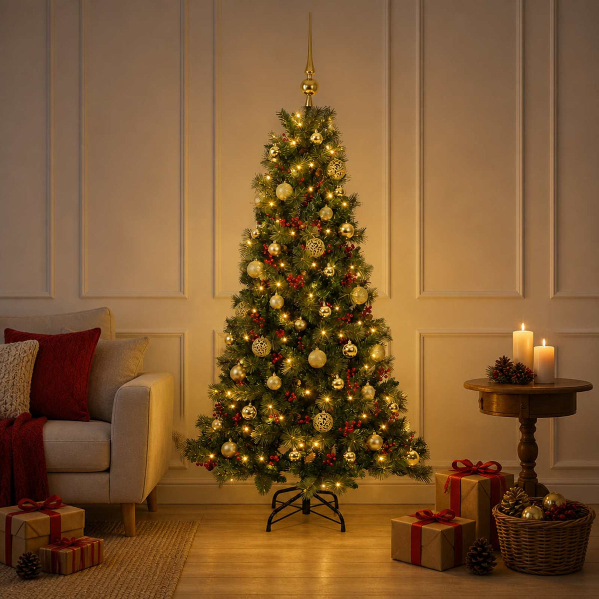 Artificial Christmas Tree with Bauble 150 cm 150 LEDs