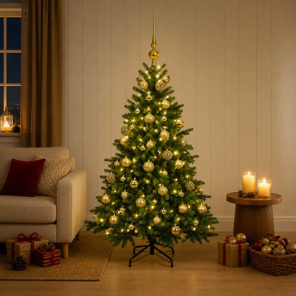 Artificial Christmas Tree with Bauble 150 cm 150 LEDs