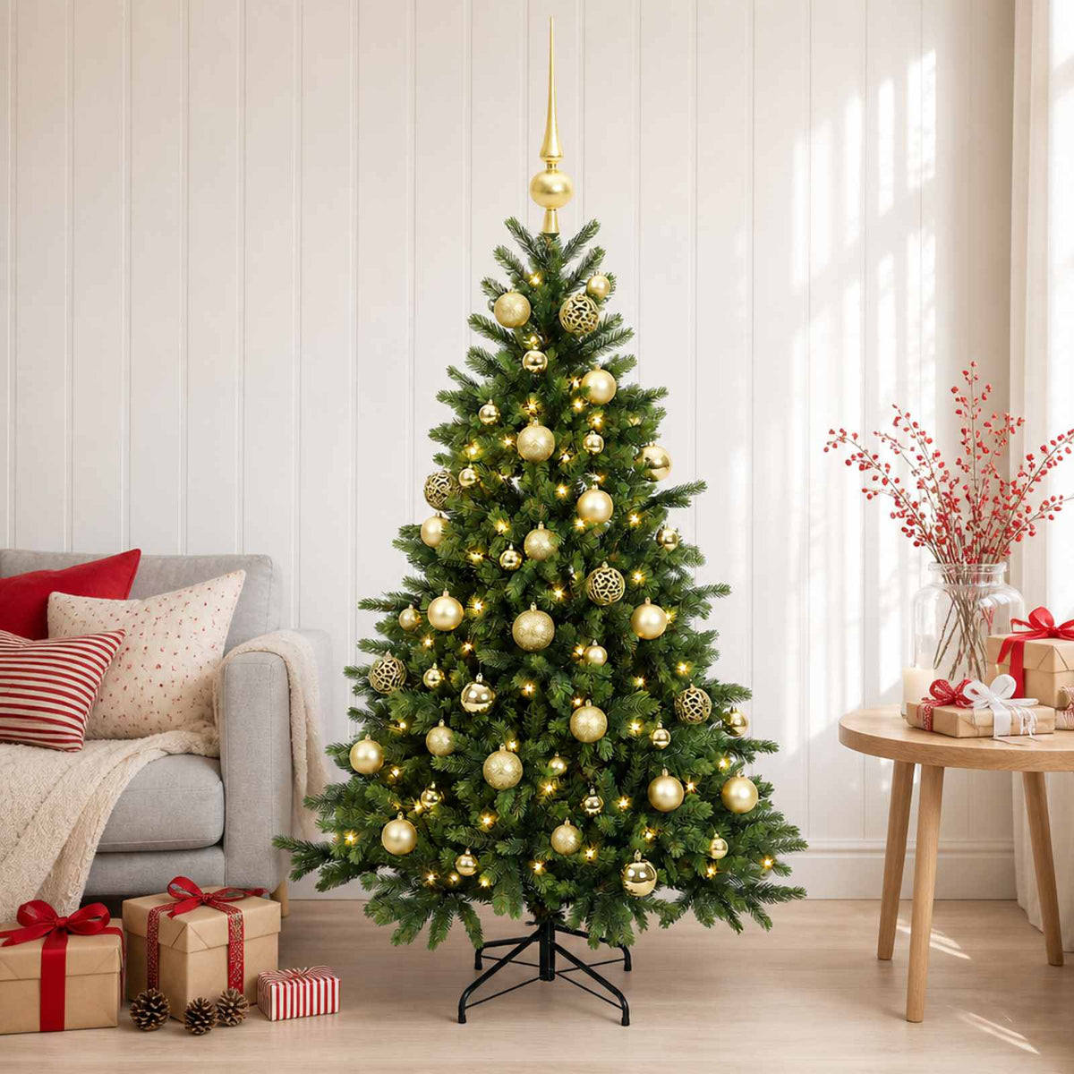 Artificial Christmas Tree with Bauble 150 cm 150 LEDs