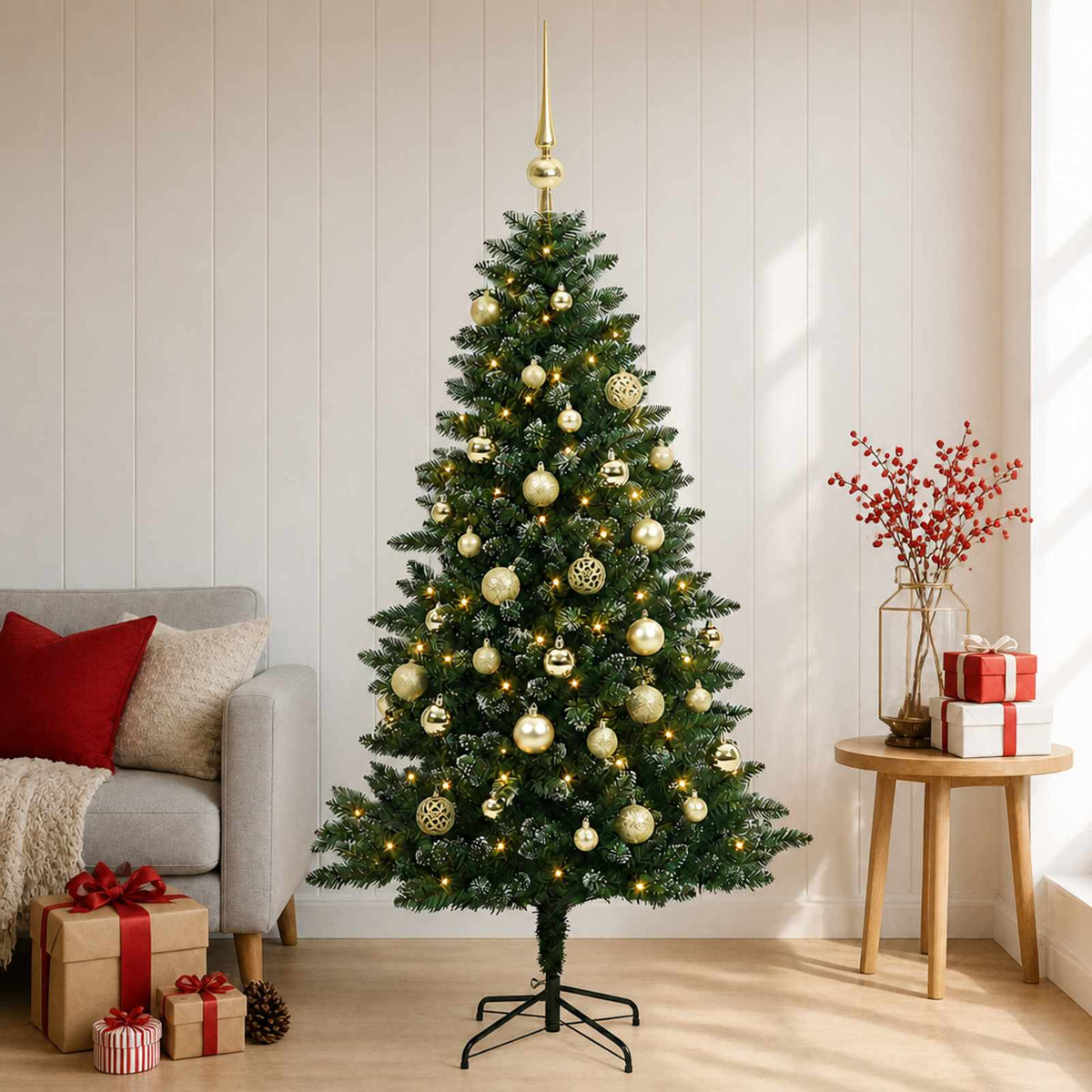 Artificial Christmas Tree with Bauble 150 cm 150 LEDs