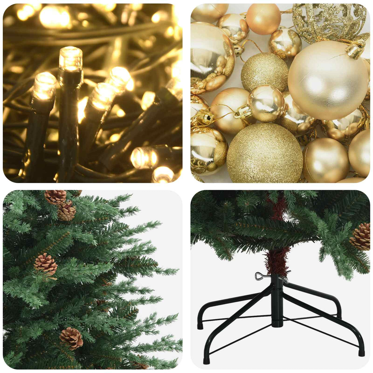 Artificial Hinged Christmas Tree 120 cm 150 LEDs Warm White