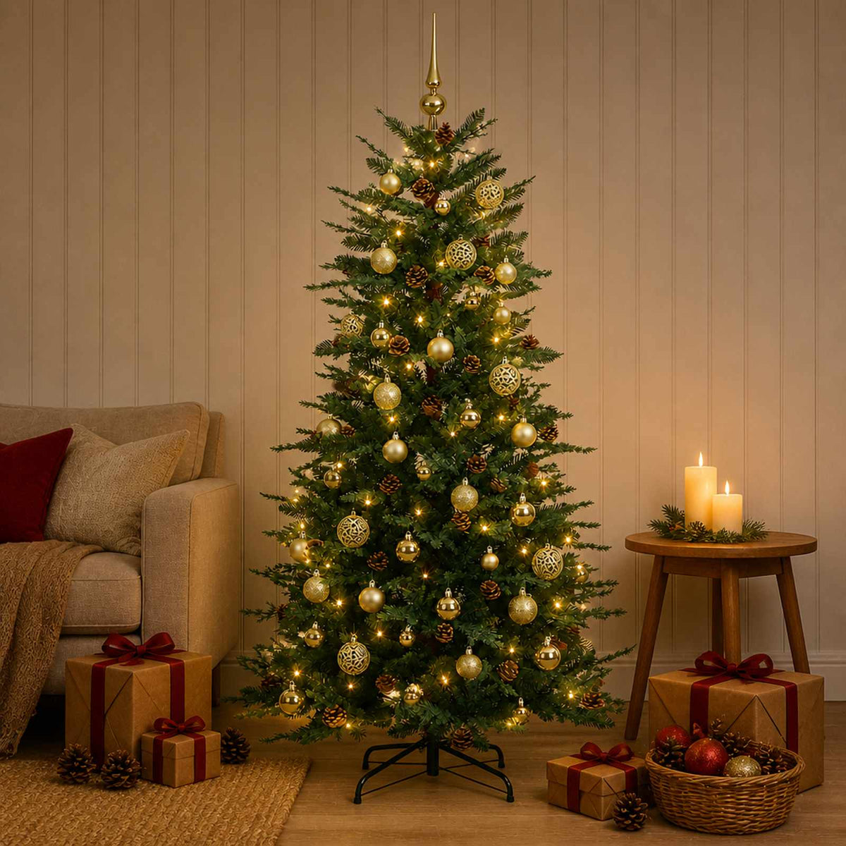 Artificial Hinged Christmas Tree 120 cm 150 LEDs Warm White