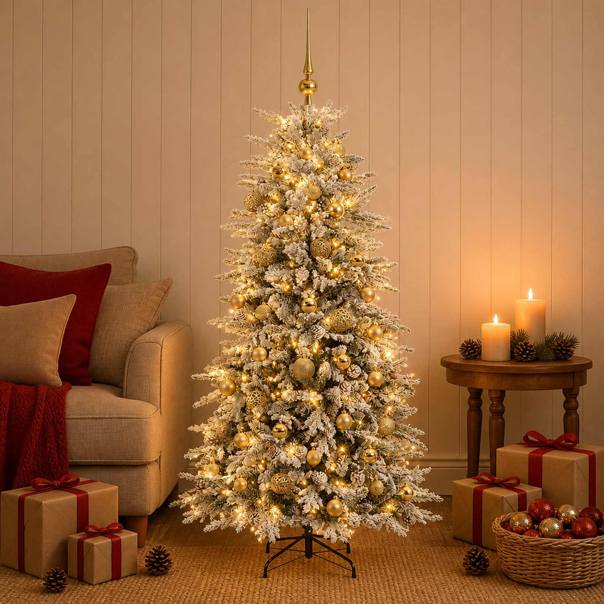 Artificial Hinged Christmas Tree 120 cm 150 LEDs Warm White