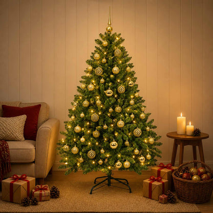 Artificial Christmas Tree Light Green with Baubles 180 cm