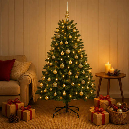 Artificial Christmas Tree Mid-green with Bauble 180 cm 300 LEDs