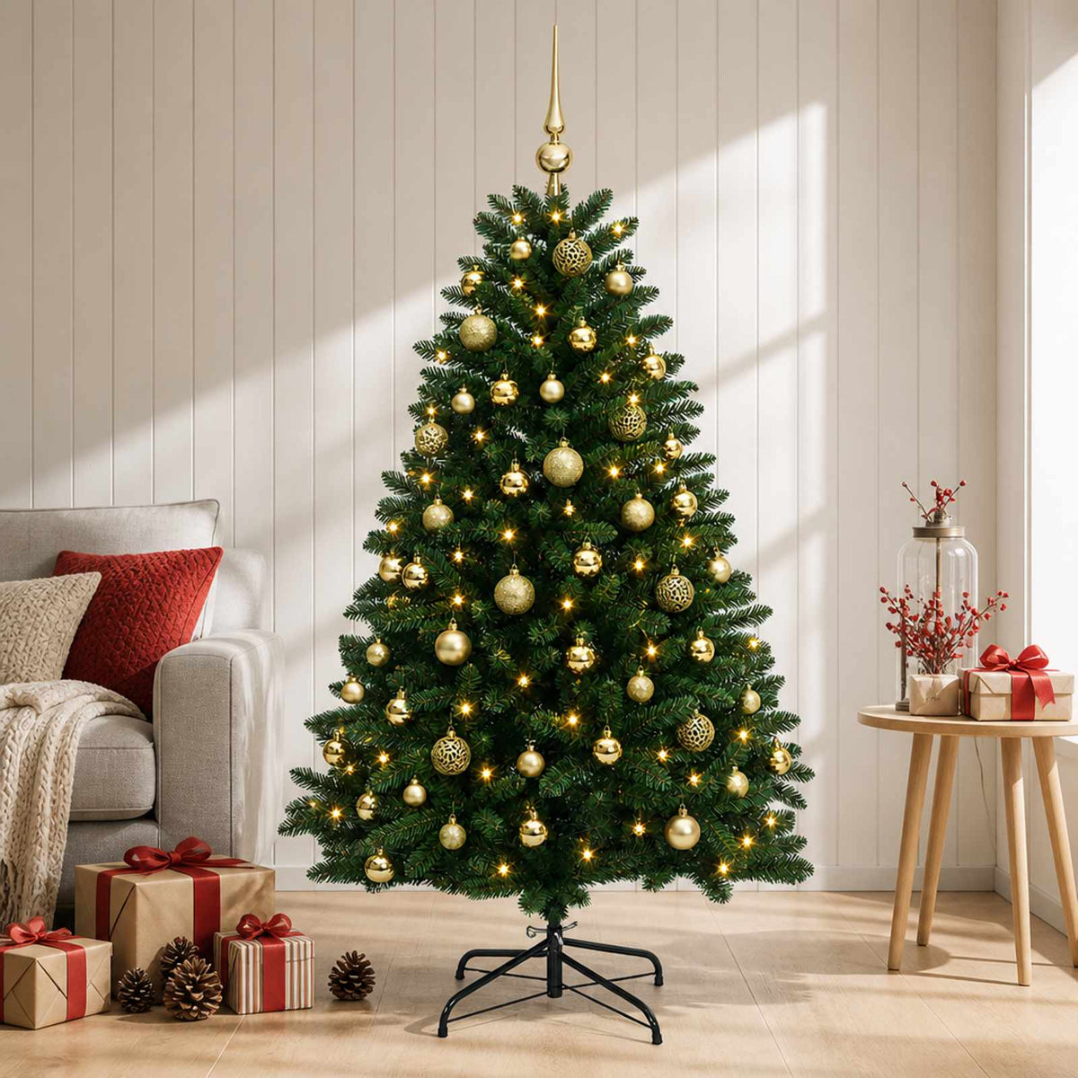 Artificial Christmas Tree Mid-green with Ornament 150 cm