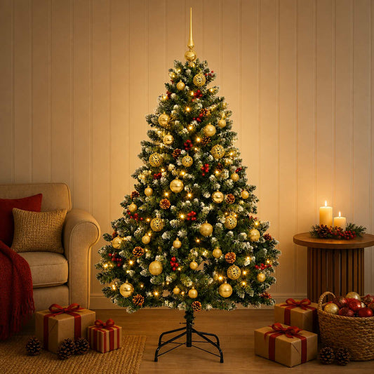 Artificial Christmas Tree Green with Baubles 180 cm 300 LEDs