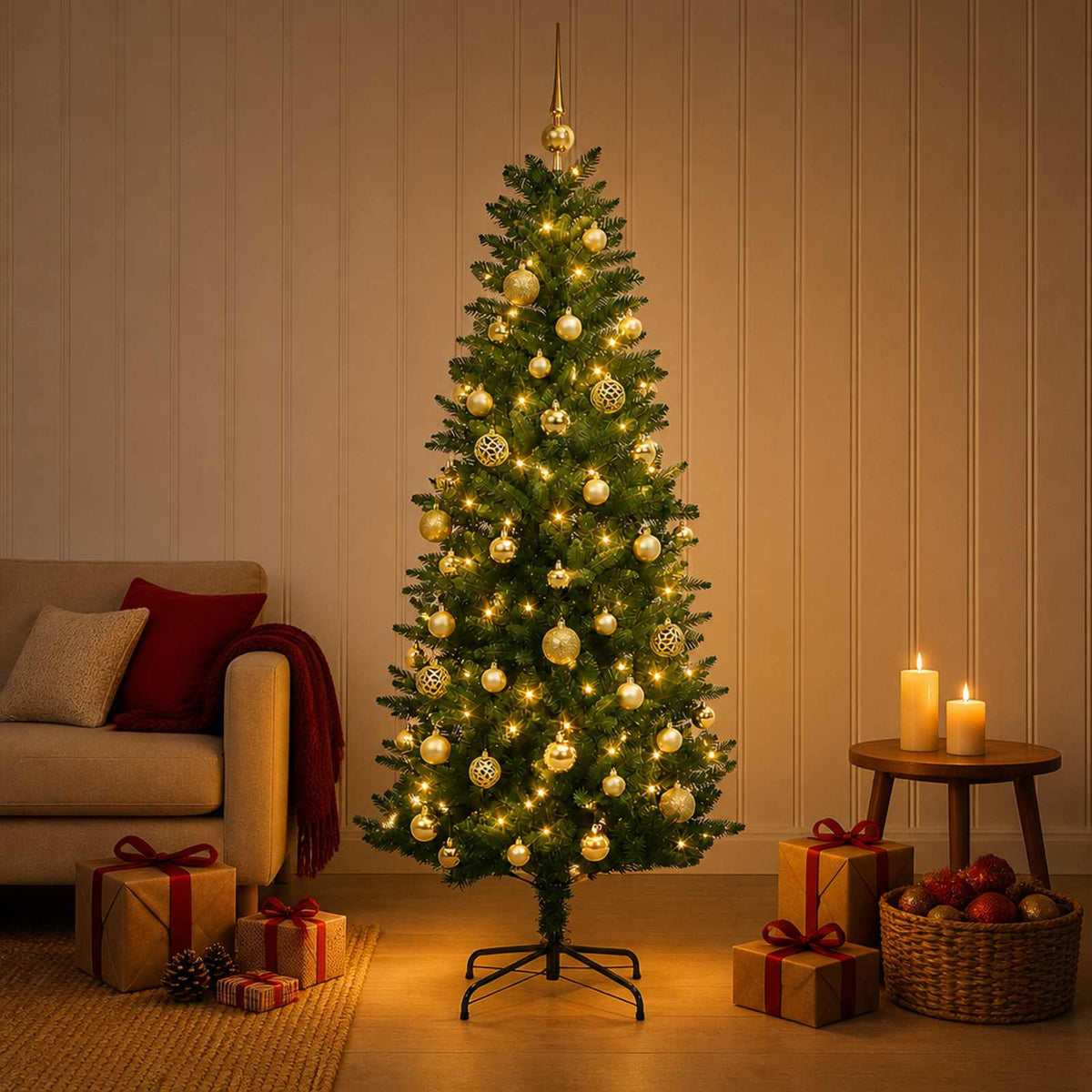 Artificial Christmas Tree with Bauble 150 cm 150 LEDs