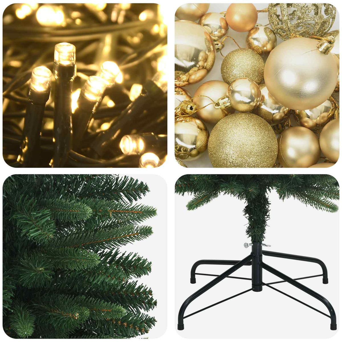 Artificial Slim Christmas Tree with Bauble 120 cm 150 LEDs