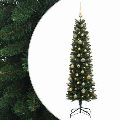 Artificial Slim Christmas Tree with Bauble 120 cm 150 LEDs