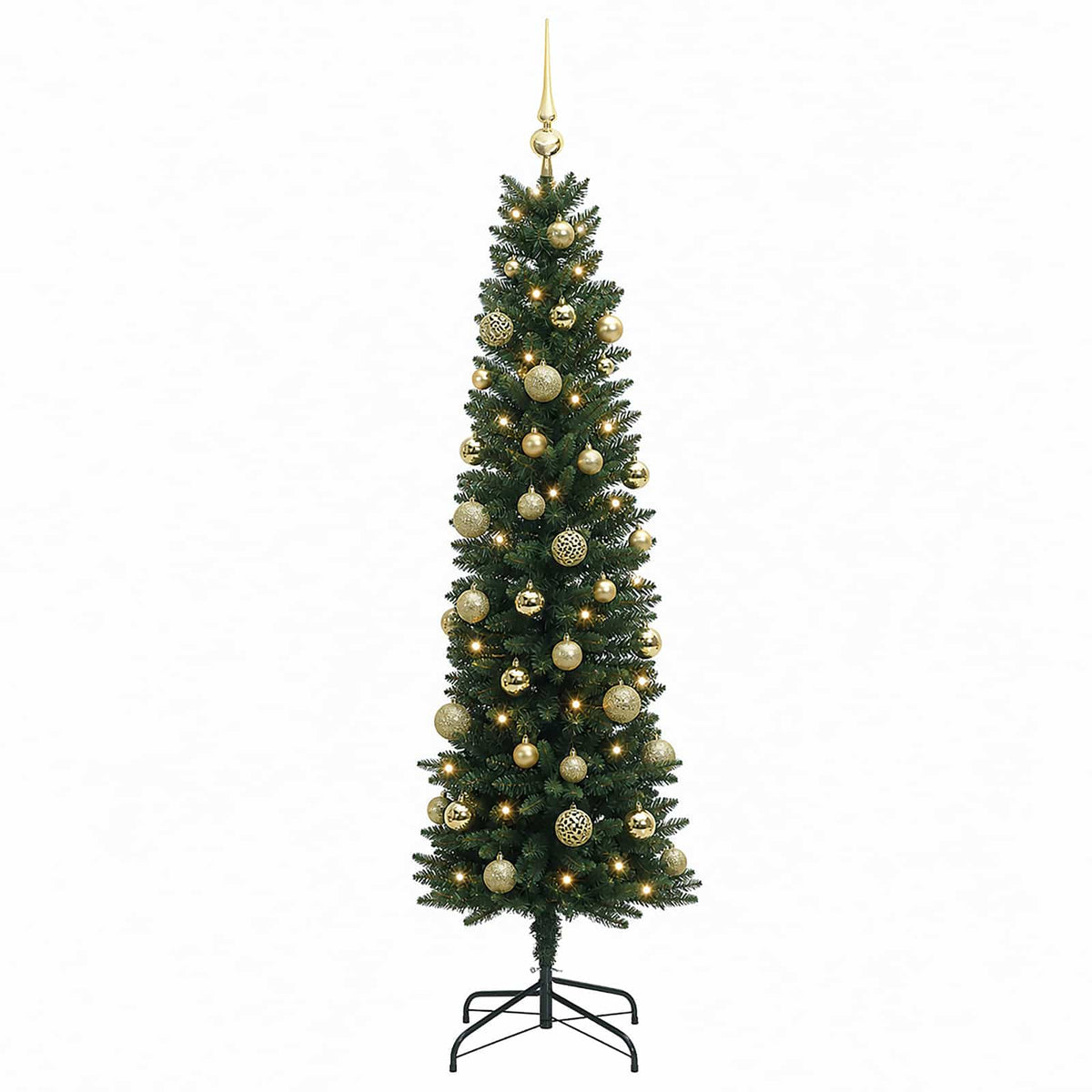 Artificial Slim Christmas Tree with Bauble 120 cm 150 LEDs