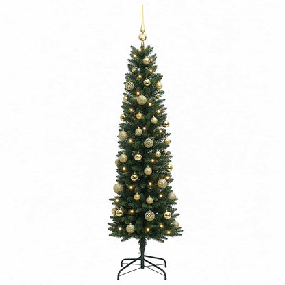 Artificial Slim Christmas Tree with Bauble 120 cm 150 LEDs