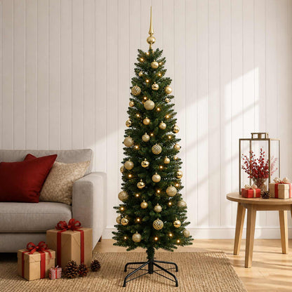 Artificial Slim Christmas Tree with Bauble 150 cm 150 LEDs