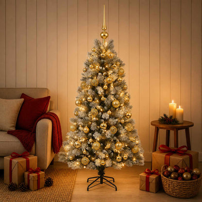 Artificial Hinged Christmas Tree with Baubles 150 cm 150 LEDs
