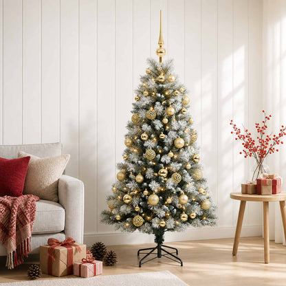 Artificial Hinged Christmas Tree with Baubles 150 cm 150 LEDs