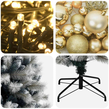 Artificial Hinged Christmas Tree with Baubles 150 cm 150 LEDs