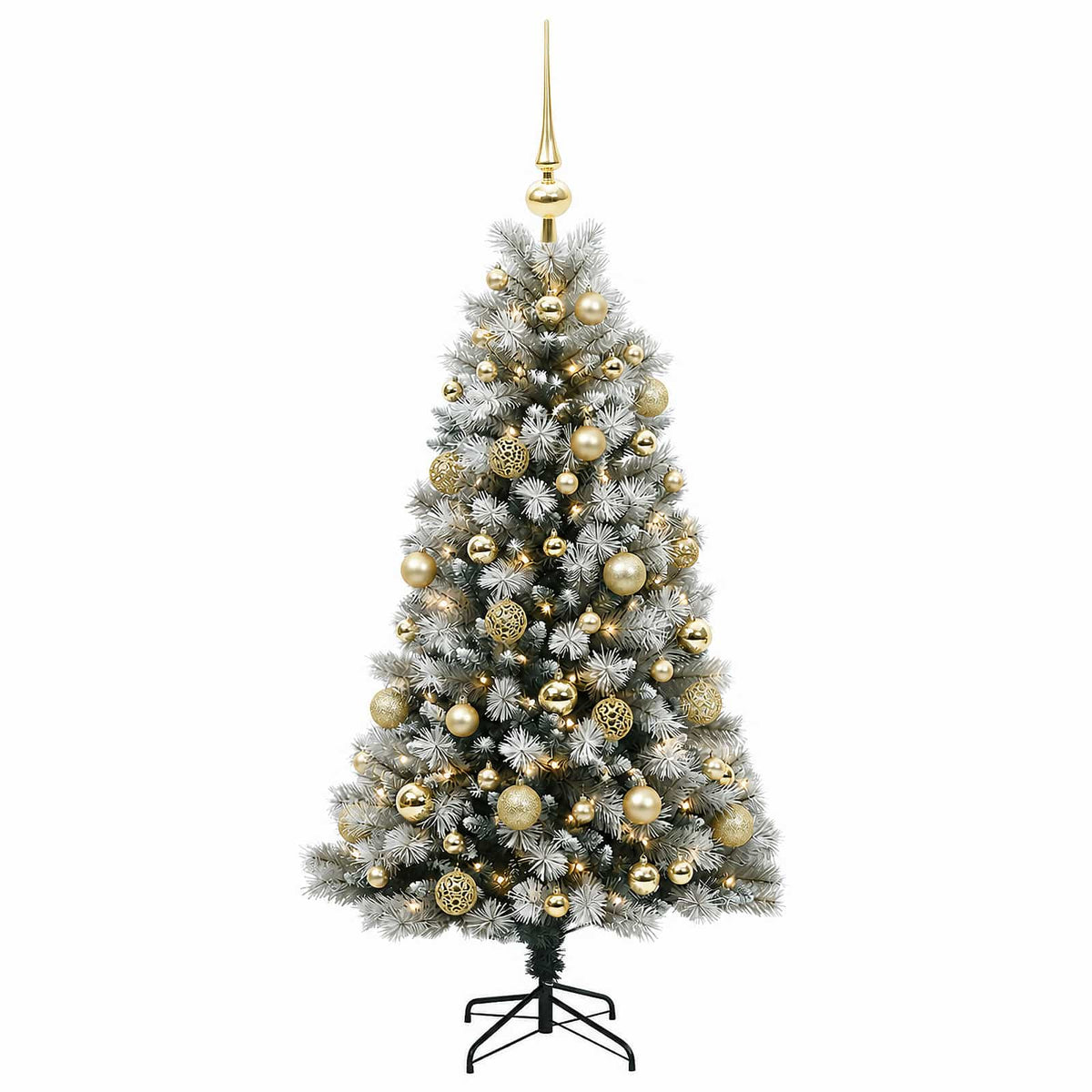 Artificial Hinged Christmas Tree with Baubles 150 cm 150 LEDs