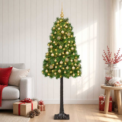 Artificial Hinged Christmas Tree with Baubles 150 cm 150 LEDs