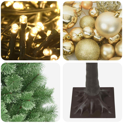 Artificial Hinged Christmas Tree with Baubles 150 cm 150 LEDs
