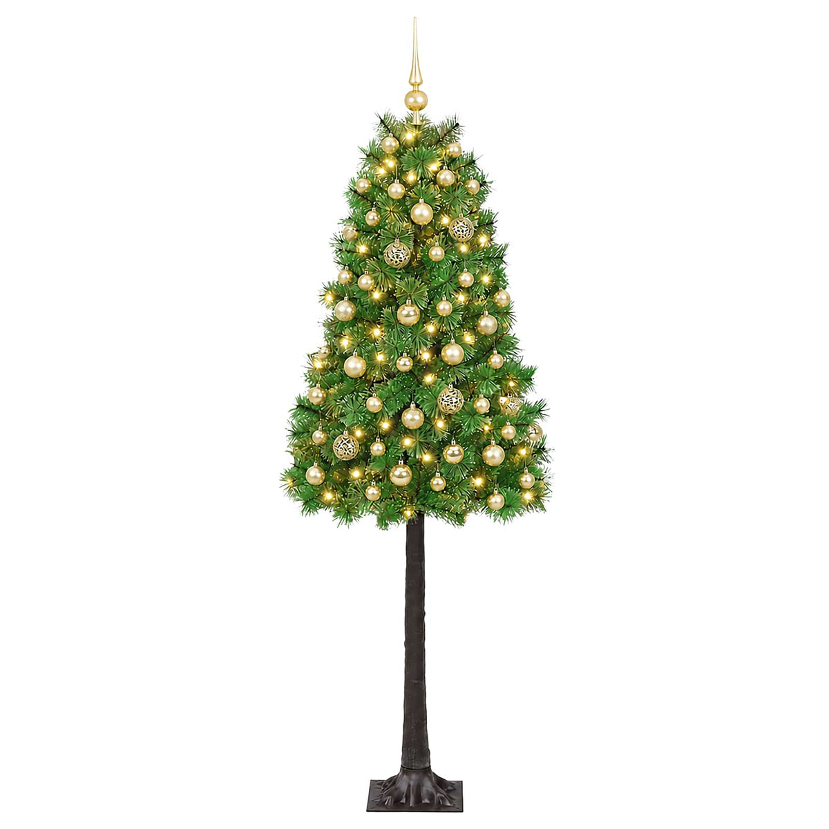 Artificial Hinged Christmas Tree with Baubles 150 cm 150 LEDs
