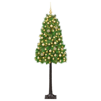 Artificial Hinged Christmas Tree with Baubles 150 cm 150 LEDs