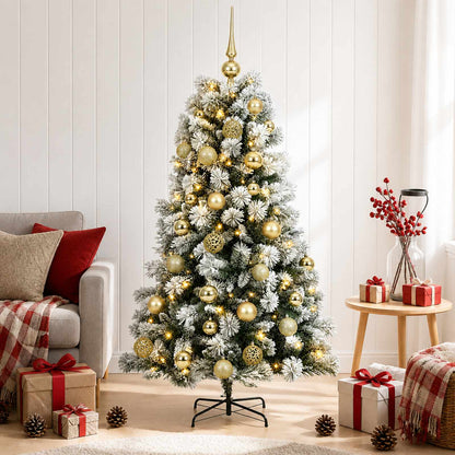 Artificial Hinged Christmas Tree with Baubles 150 cm 150 LEDs